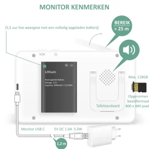 Babyfoon met monitor*ELRO Baby Monitor Premium 1080P Full Hd Babyfoon Met 12,7 Cm Scherm (Bc2000)