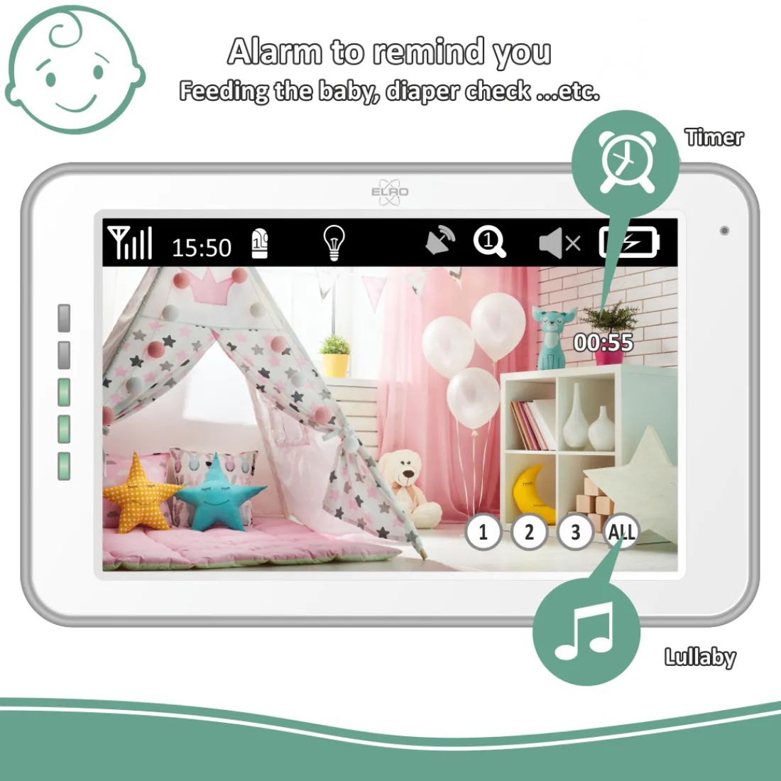 baby_monitor_royale_hd_ba_8-3.webp Babyfoon met extra camera's | Babyfoon met monitor*ELRO Baby Monitor Royale Hd Babyfoon Met 12,7 Cm Touchscreen En App - Met Drie Extra Babyfoons (Bc3000-4)