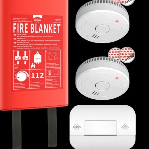 Koolmonoxidemelders | Rookmelders*ELRO Brandpreventieset - 2X Rookmelder Met 5 Jaar Batterij En Magneetmontage - Co Melder Met 10 Jaar Sensor - Blusdeken Hardcover 1,2M X 1,2M (Ff0404)