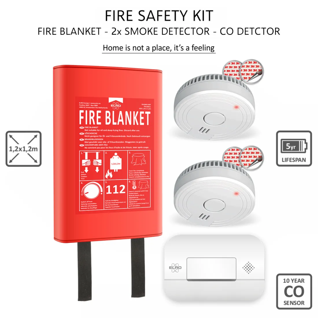 brandpreventieset__x_rook_1.webp Koolmonoxidemelders | Rookmelders*ELRO Brandpreventieset - 2X Rookmelder Met 5 Jaar Batterij En Magneetmontage - Co Melder Met 10 Jaar Sensor - Blusdeken Hardcover 1,2M X 1,2M (Ff0404)