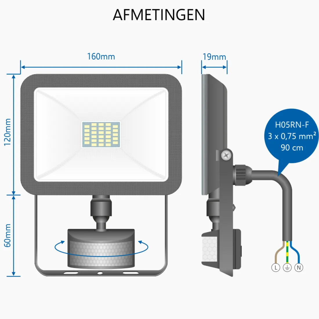design_led_buitenlamp_met_11.webp Floodlight*ELRO Design Led Buitenlamp Met Bewegingssensor - 20W – 1600Lm – Ip54 Waterdicht - Zwart (Lf60-20-P-B)