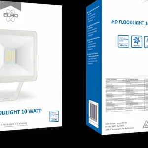 Floodlight*ELRO Design Led Buitenlamp 10W – 800Lm – Ip54 Waterdicht - Wit (Lf60-10-W)