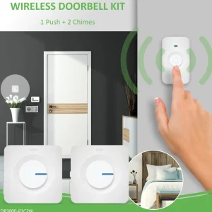 Deurbel*ELRO Draadloze Deurbel Set – Met 2X Ontvanger Op Batterij - Wit (Db3000-P1C2W)