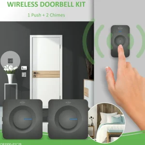 Deurbel*ELRO Draadloze Deurbel Set – Met 2X Ontvanger Op Batterij - Zwart (Db3000-P1C2B)