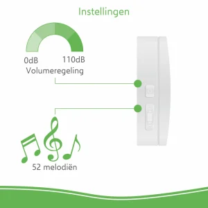 Deurbel*ELRO Draadloze Deurbel Set – Met Ontvanger Op Batterij - Wit (Db3000-P1C1W)