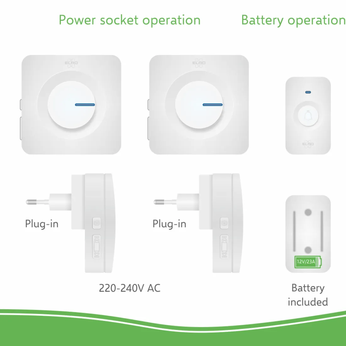 draadloze_deurbel_set__x__2.webp Deurbel*ELRO Draadloze Deurbel Set – 2X Plug-In Ontvanger - Wit (Db3000Pl-P1C2W)