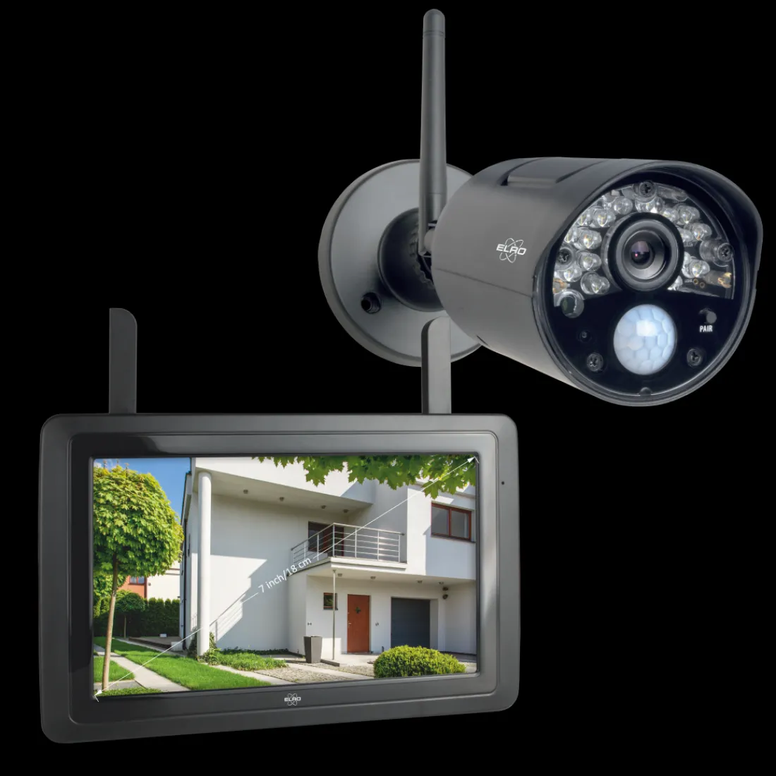 draadloze_hd_beveiligings_0.webp Draadloze camera's*ELRO Draadloze Hd Beveiligingscamera Set Met 7" Scherm En App (Cz30Rips)