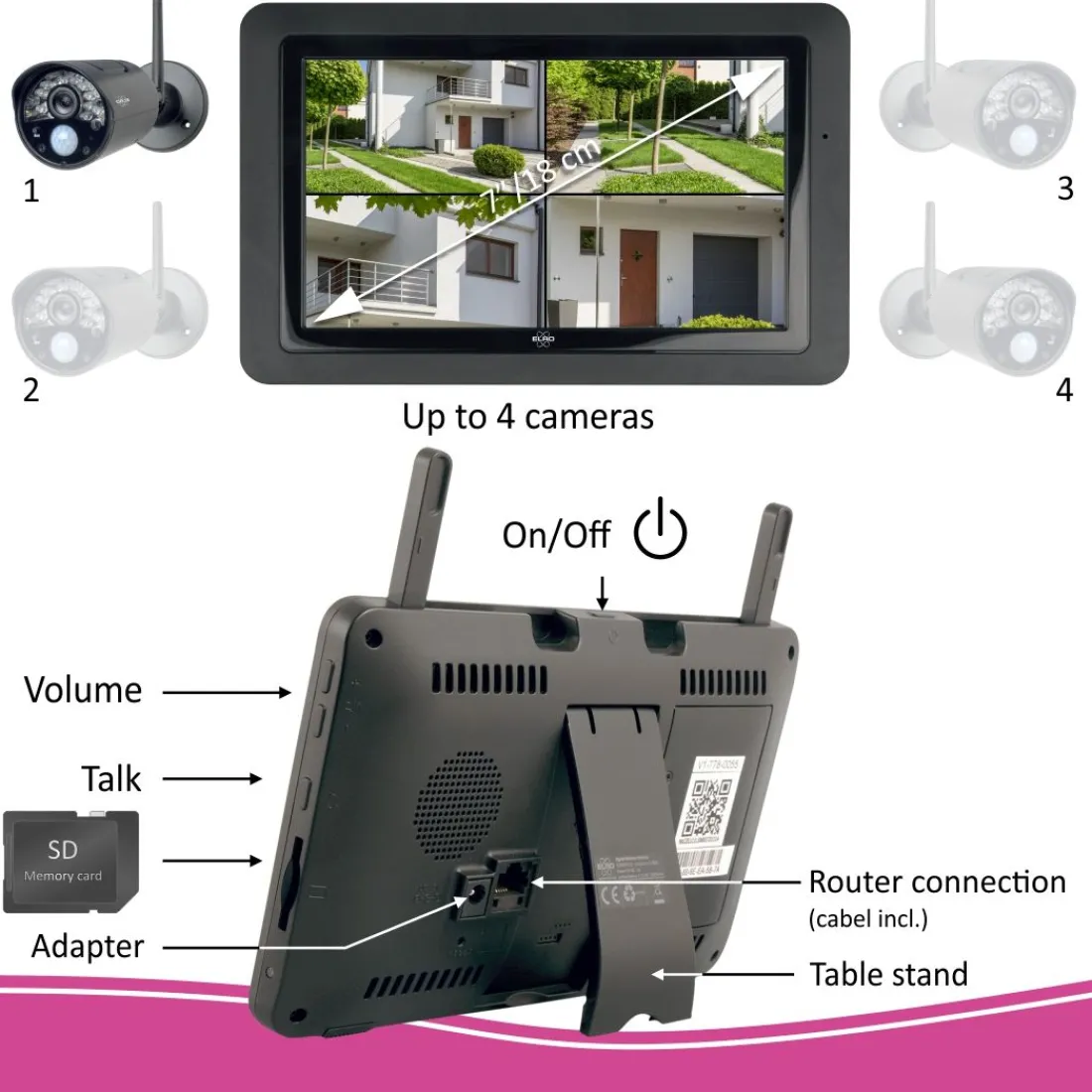draadloze_hd_beveiligings_7.webp Draadloze camera's*ELRO Draadloze Hd Beveiligingscamera Set Met 7" Scherm En App (Cz30Rips)