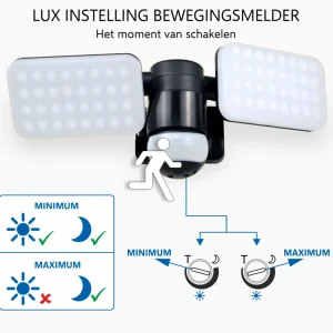 Floodlight*ELRO Duo Led Buitenlamp Met Bewegingssensor – 2X 10W – 1200Lm – Ip54 Waterdicht - Zwart (Lf70-20-P)