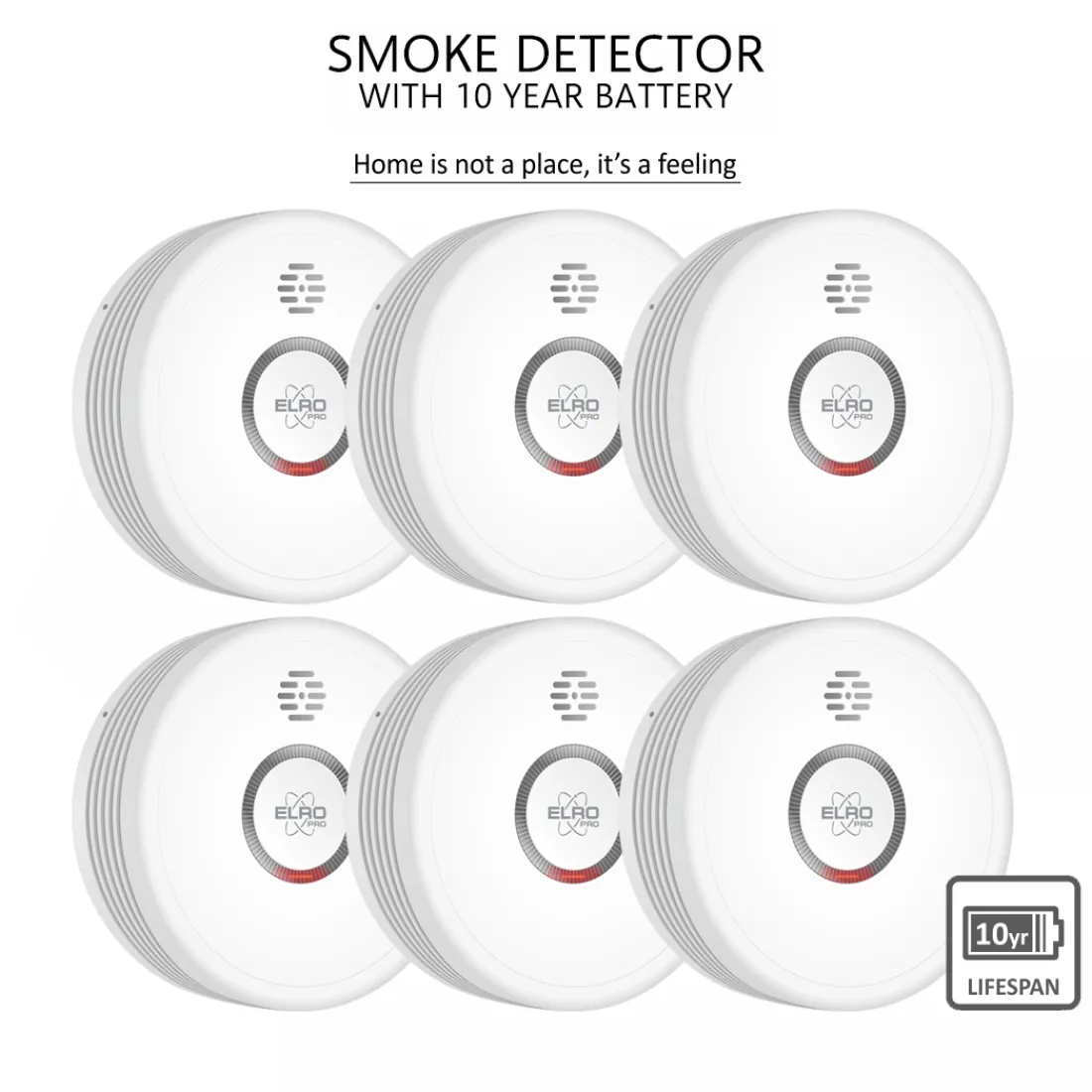 elro_pro_design_rookmelde_1.webp Rookmelders*ELRO Pro Design Rookmelder Met Automatische Zelftest En 10 Jaar Batterij - 6 Stuks (Ps4910)