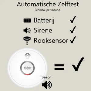 Rookmelders*ELRO Pro Design Rookmelder Met Automatische Zelftest En 10 Jaar Batterij (Ps4910)
