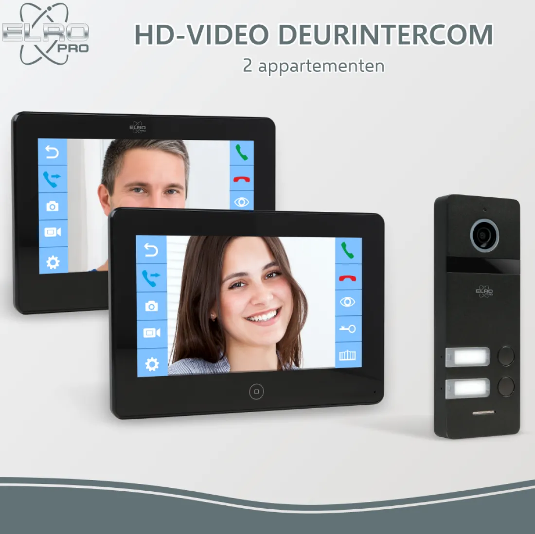 elro_pro_pv_full_hd_video_1.webp Video deur intercom | Deurintercom met camera*ELRO Pro Pv40 Full Hd Video Deur Intercom Systeem - 2 Appartementen (Pv40)