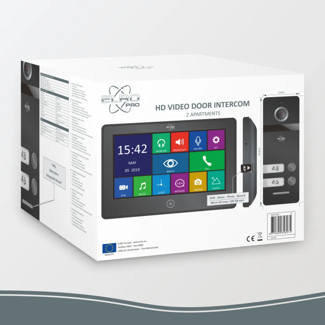 elro_pro_pv_full_hd_video_10.webp Video deur intercom | Deurintercom met camera*ELRO Pro Pv40 Full Hd Video Deur Intercom Systeem - 2 Appartementen (Pv40)