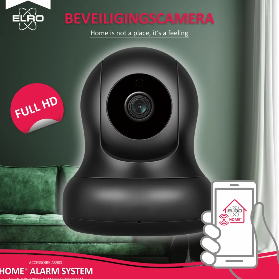 full_hd_pantilt_beveiligi_1.webp Accessoires alarmsystemen | Alarmsysteem Home+*ELRO Full Hd Pan/Tilt Beveiligingscamera Voor As90S Home+ Alarmsysteem (As90Ca)