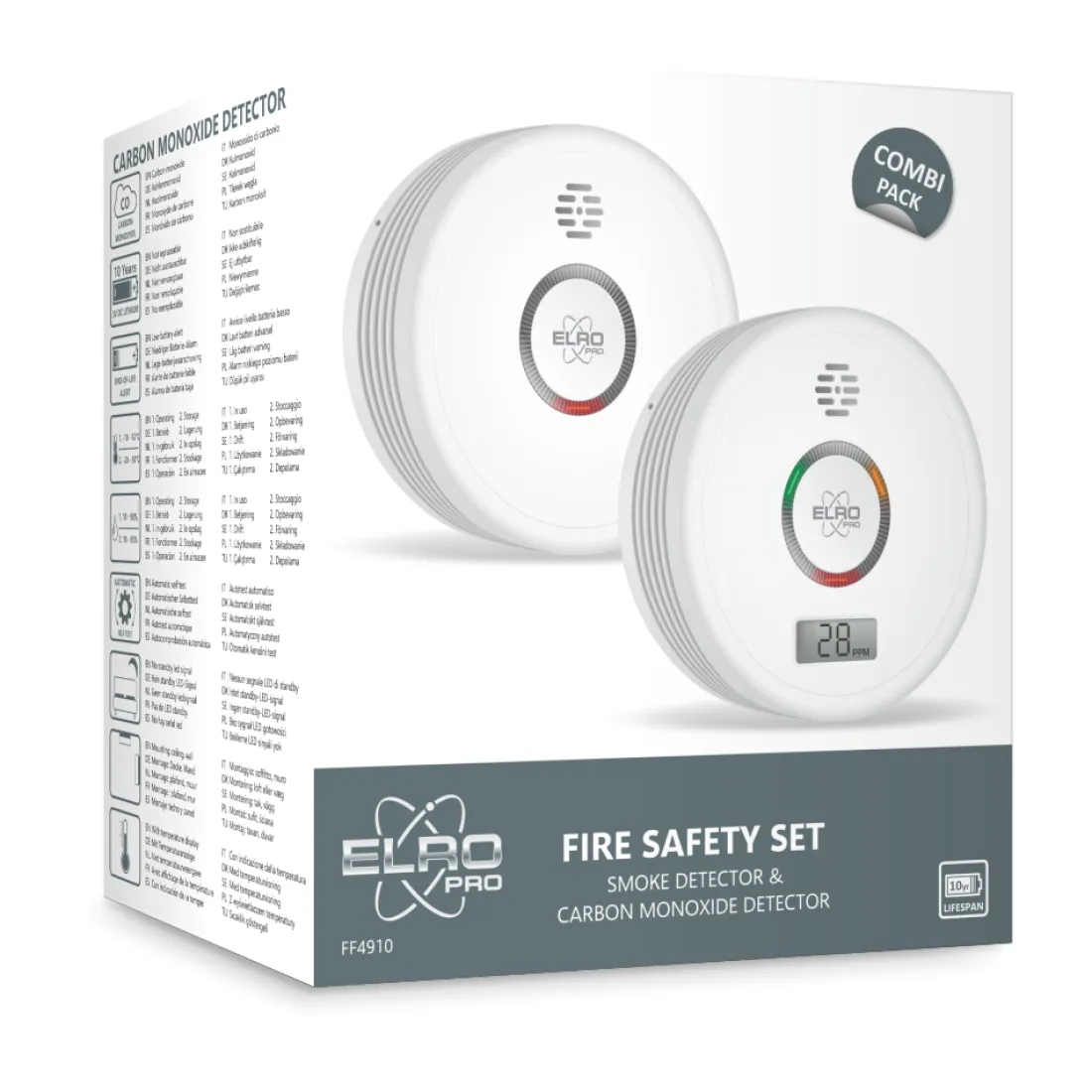 pro_brandpreventieset__ro_1.webp Koolmonoxidemelders | Rookmelders*ELRO Pro Brandpreventieset - Rookmelder & Koolmonoxidemelder Met 10 Jaar Batterij - Voldoet Aan Europese Norm En14604 En En50291 (Ff4910)
