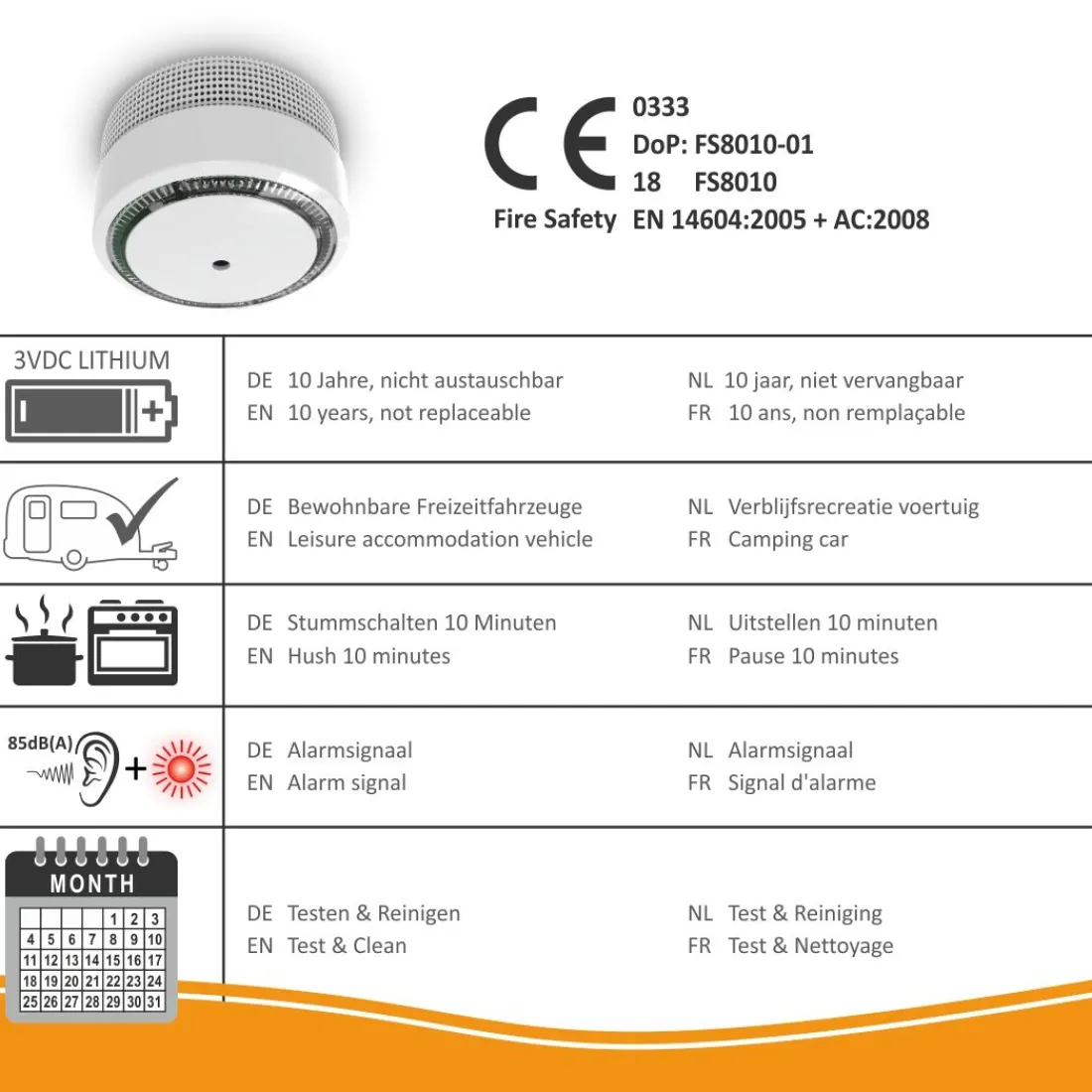 rookmelder_compact_design_1-1.webp Rookmelders*ELRO Rookmelder Compact Design 10 Jaar Batterij - Voldoet Aan En 14604 - 6 Stuks (Fs8010)