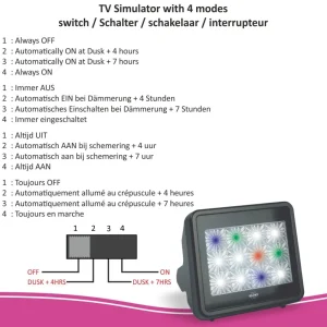 Dummy alarm*ELRO Tv Simulator Anti Inbraak En Diefstal Met Led Verlichting (Adtv4)