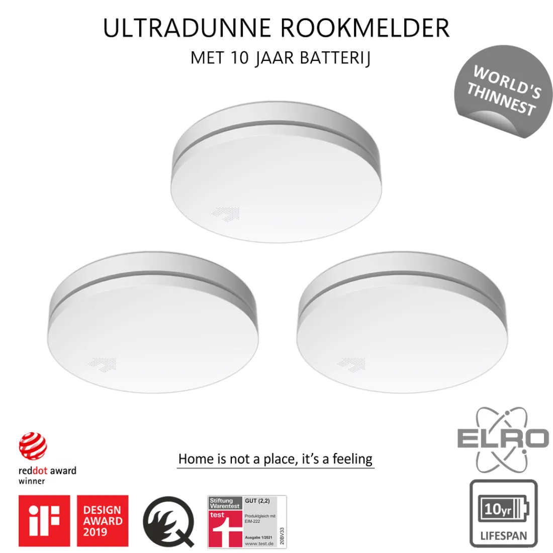ultra_dunne_rookmelder_me_1-2.webp Rookmelders*ELRO Ultra Dunne Rookmelder Met 10 Jaar Batterij - Voldoet Aan Europese Norm En14604 - 3 Stuks (Fs4610)