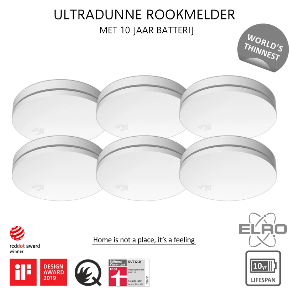 ultra_dunne_rookmelder_me_2-3.webp Rookmelders*ELRO Ultra Dunne Rookmelder Met 10 Jaar Batterij - Voldoet Aan Europese Norm En14604 - 6 Stuks (Fs4610)