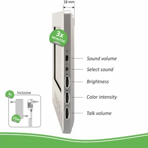 Video deur intercom | Deurintercom met camera*ELRO Video Deur Intercom - 3 Appartementen - Met 3 X 7 Inch Kleurenscherm (Dv477W3)